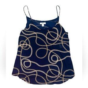 Bar III Navy Camisole with Gold Chain Pattern
